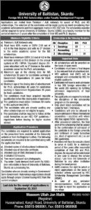 MS and Ph.D. scholarships by the UNIVERSITY OF BALTISTAN