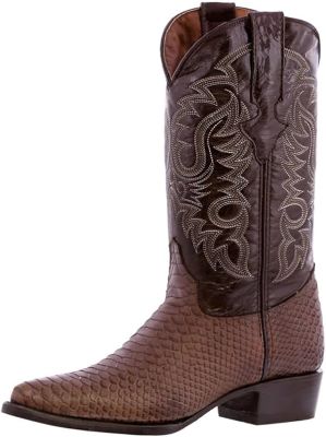 Texas Legacy Mens Brown Western Leather Cowboy Boots Snake Python Print J Toe