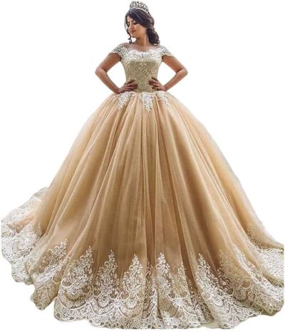 XYAYE Lace Off-Shoulder Quinceanera Ball Gown